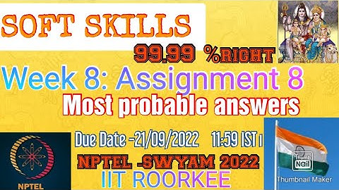 Soft skills week 8: Assignment 8. Answers #nptel @engineeringkurukshetra