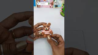 Too Cute to Handle! 😍 Handmade Teddy Bear Keychain with Clay #youtubeshorts #diy #craft