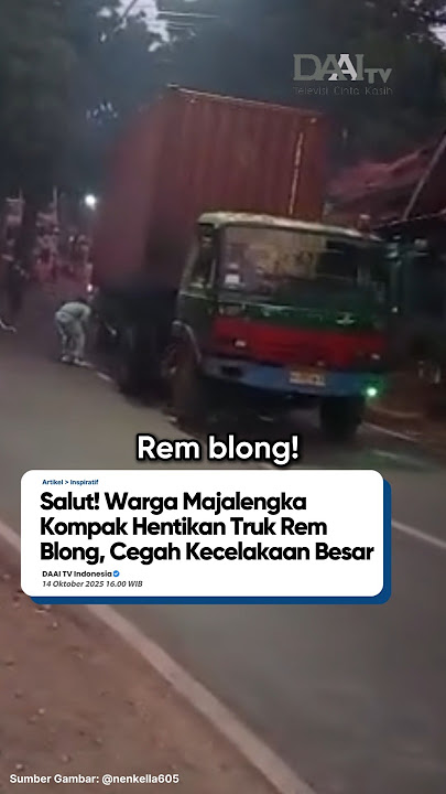 Warga Majalengka kompak hentikan truk rem blong😱😱😱