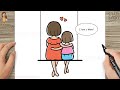 Easy Mother and Daughter Drawing Tutorial for Mother's Day | Step-by-Step Guide