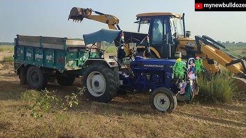 farmtrac 45 and Massey ferguson 241 tractors fully loaded by Jcb 3dx Backhoe loader।Jcb and tractor