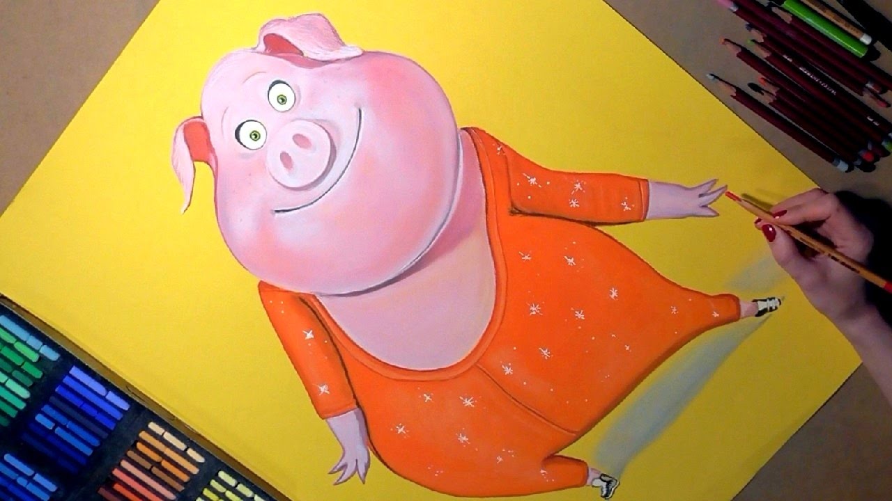 Drawing Gunter from Sing Cartoon. Soft Pastel. - YouTube