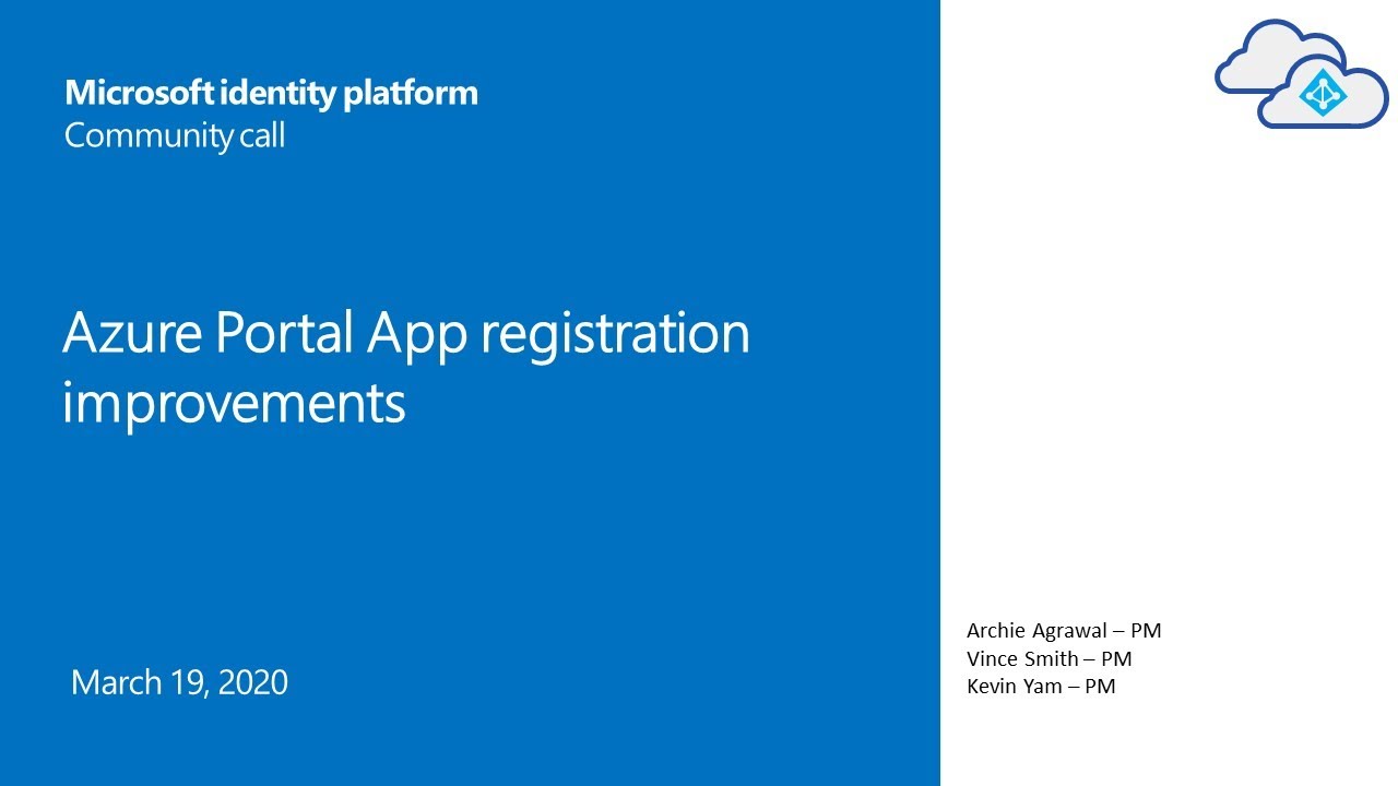 Azure Portal App registration improvements YouTube