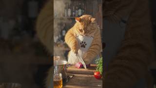 cat cooking  food #CatChef #CookingCat #ChefCat #FoodTok #CuteCat #OrangeCat#AICat  #CatLovers