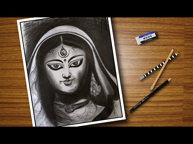 making of Durga idol drawing | Photoskart