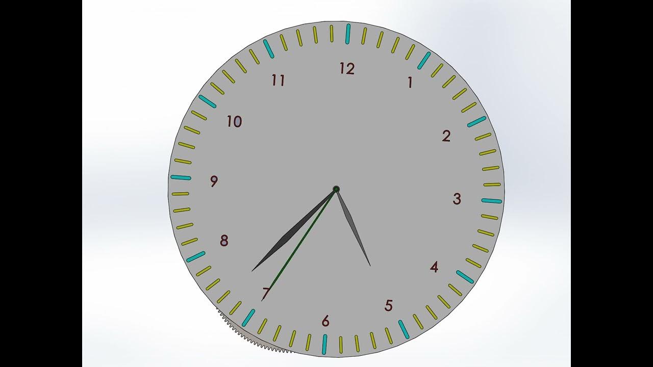 Wall clock motion visualization of hour hand created in SolidWorks ...