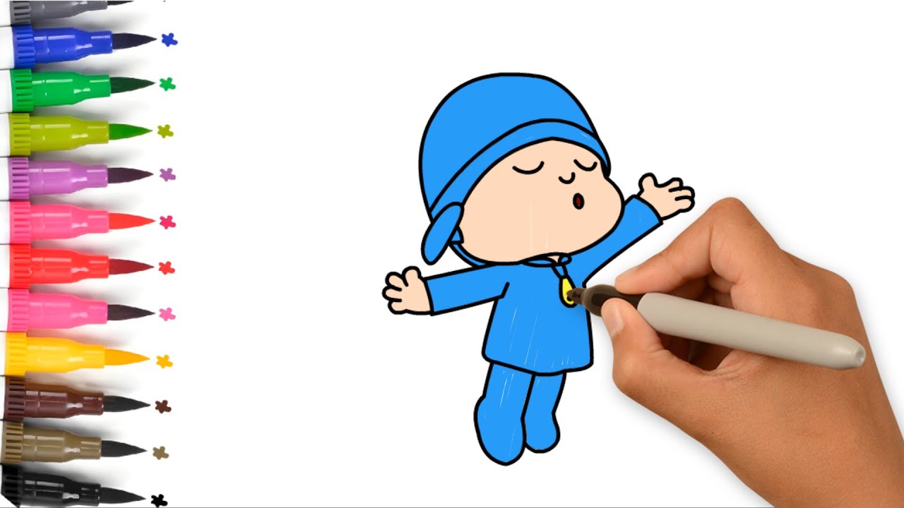 How To Draw Pocoyo Step By Step Easy Drawing For Kids Youtube