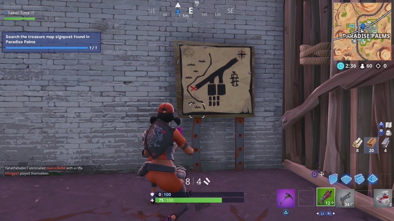 search treasure map signpost found in paradise palms