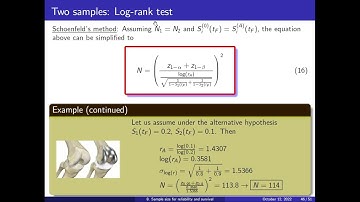 Sample size 22. Survival analysis, two samples