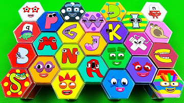 Numberblocks & Alphablocks – Looking SLIME with Hexagonal Coloring! Satisfying Slime Videos, ASMR