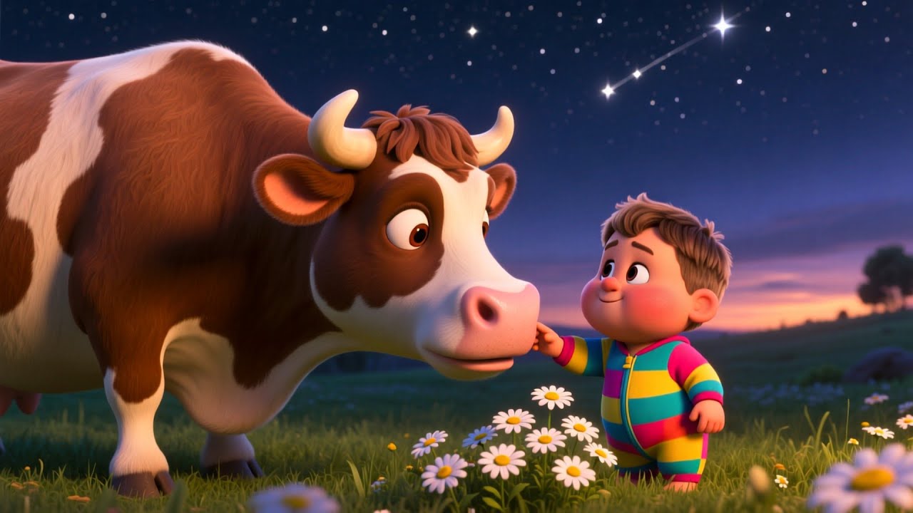 Friendly Cow in the Meadow 🐄🌸 | Learn Animal Names and Sounds for Kids | Fun Preschool Song