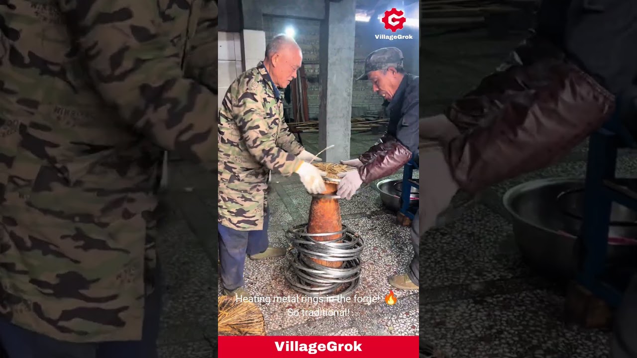 Crafting Tradition: Artisans Create Woven Baskets with Metal Rings