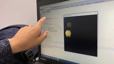 James explains his Click the Fruit game during our Coding with Python Camp