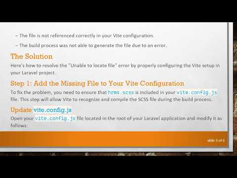 How to Fix the Error: Unable to locate file in Vite manifest in Laravel Vite
