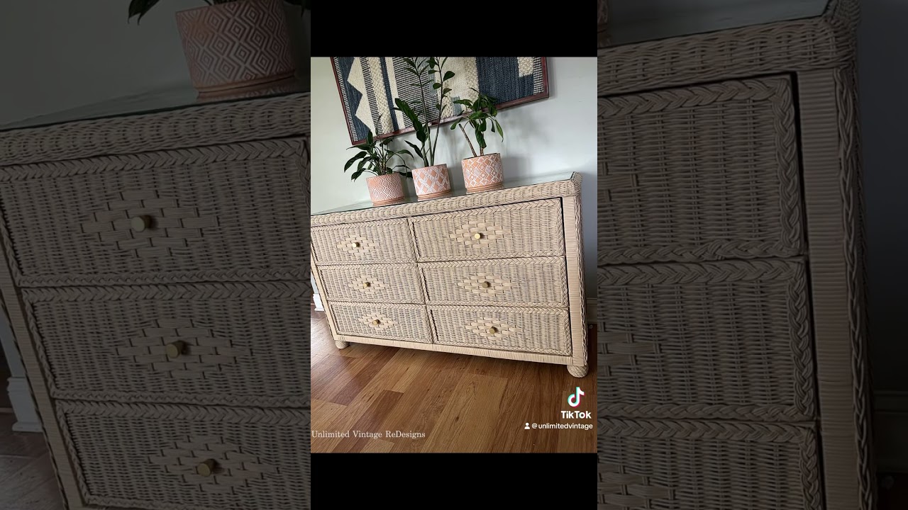 Yes, you can paint wicker furniture! See how this poorly painted dresser came out!