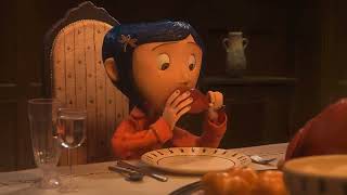 Coraline dinner with the Other Parents scene, but it's set to Food Glorious Food