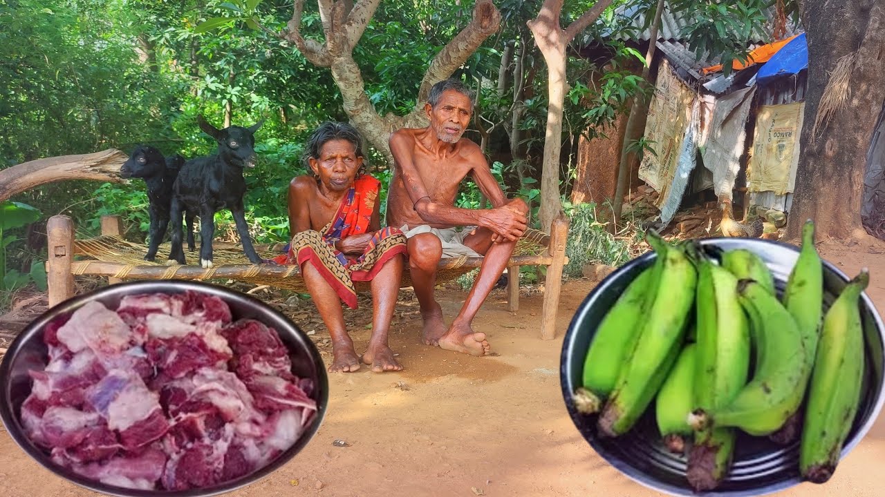 100 years old poor grandma cooking MUTTON CURRY and eating | old age lifestyle | rural life cooking