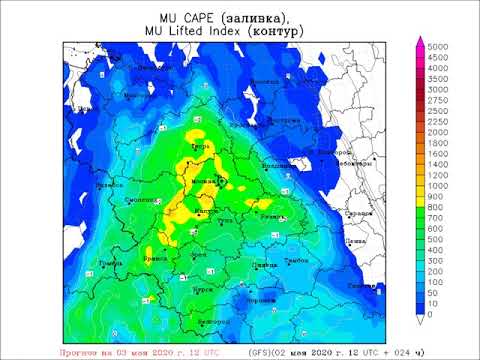 Прогностические карты конвективных явлений. 02 - 03 мая 2020 г.