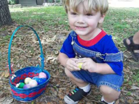 2 Year Old Cooper's First Easter Egg Hunt & Candy ...