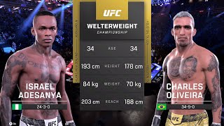 Israel Adesanya vs Charles Oliveira Full Fight - UFC 5 Fight Night