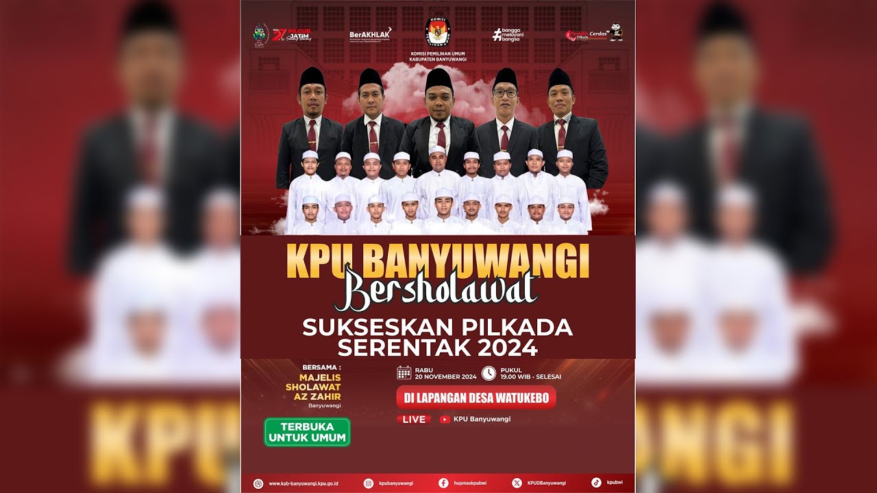 LIVE  | KPU BANYUWANGI BERSHOLAWAT BERSAMA MAJELIS SHOLAWAT AZ ZAHIR | LAPANGAN DESA WATUKEBO