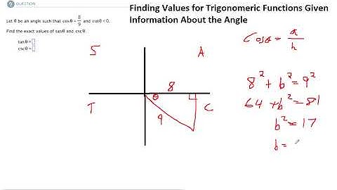 Finding Values for Trigonometric Functions Given Information About the Angle