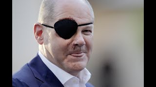 German Chancellor Olaf Scholz dons eye patch after jogging accident