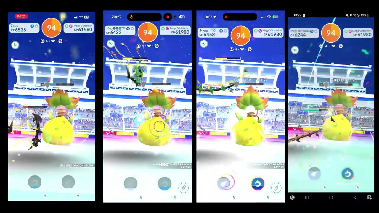 T7 Mega Victreebel Quad (No Weather Boost, Zacian Adventure Effect, 0 Seconds Left)