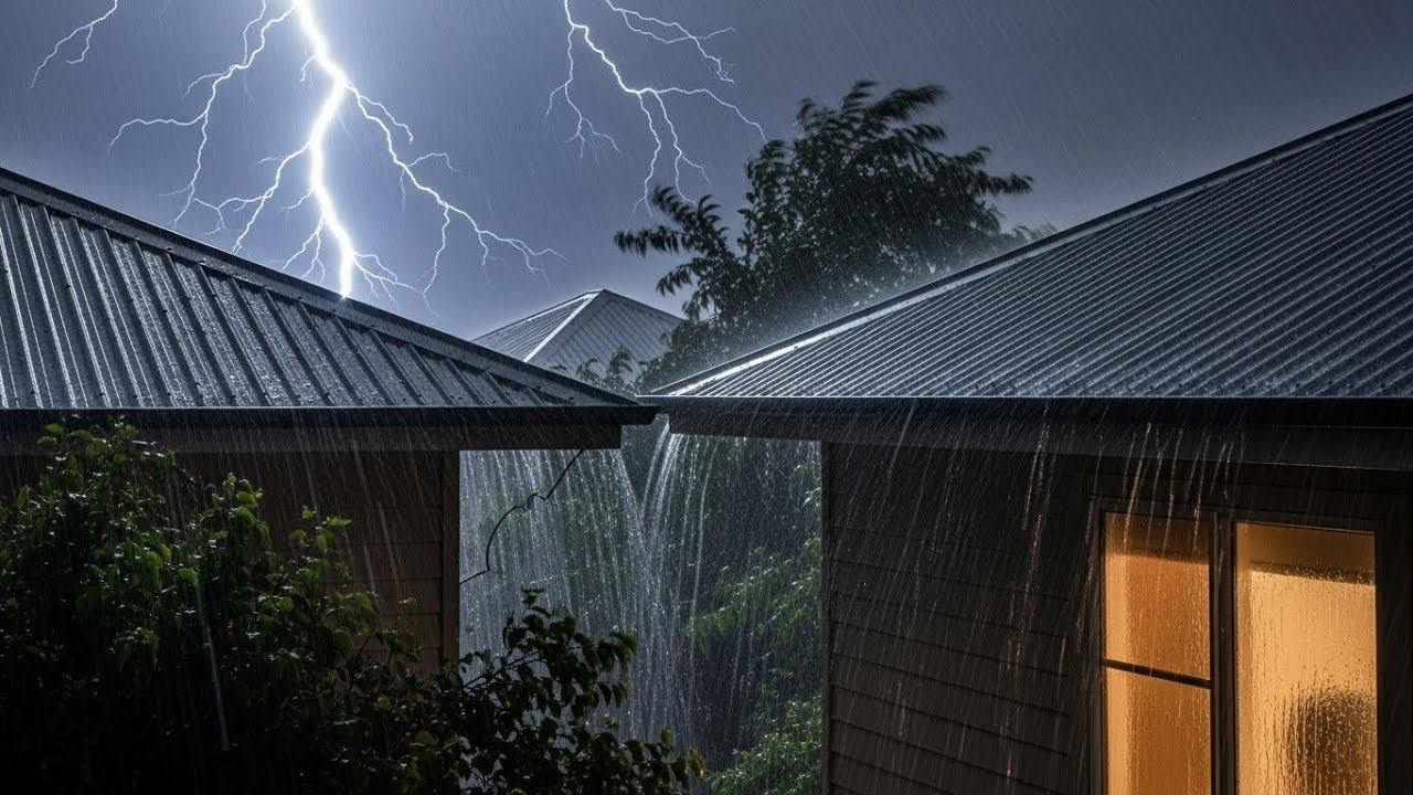 Heavy Rain on Cabin Roof 🌧️ Sleep Fast with Thunderstorm Sounds for Relaxation #53