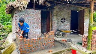 Orphan Boy  Finishing the Kitchen and Building a Bathroom with Tiles #survival #diy #boy