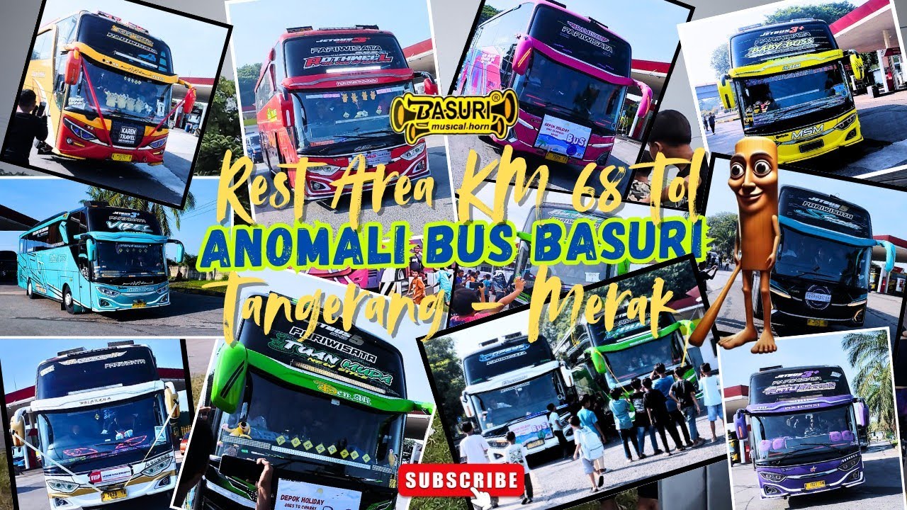 Hunting Telolet Basuri di Rest Area KM 68‼️ Nonton Anomali Bus Basuri Trip Anyer disini 😍