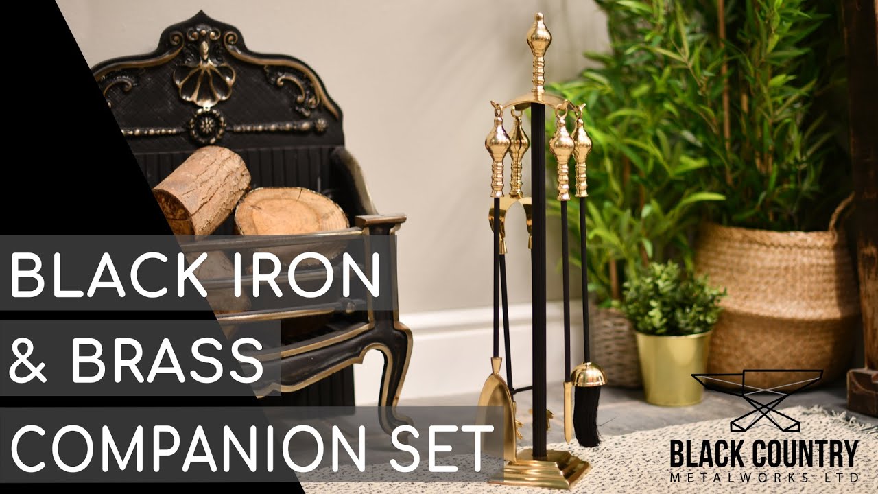 Set Accessori Camino Fire Vida Aston - 4 Pezzi In Ghisa E Acciaio - Nero - H60 X L30 Cm - Foto 5