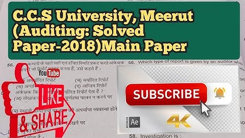 C.C.S University, Meerut (Auditing: Solved Paper-2018)Main Paper