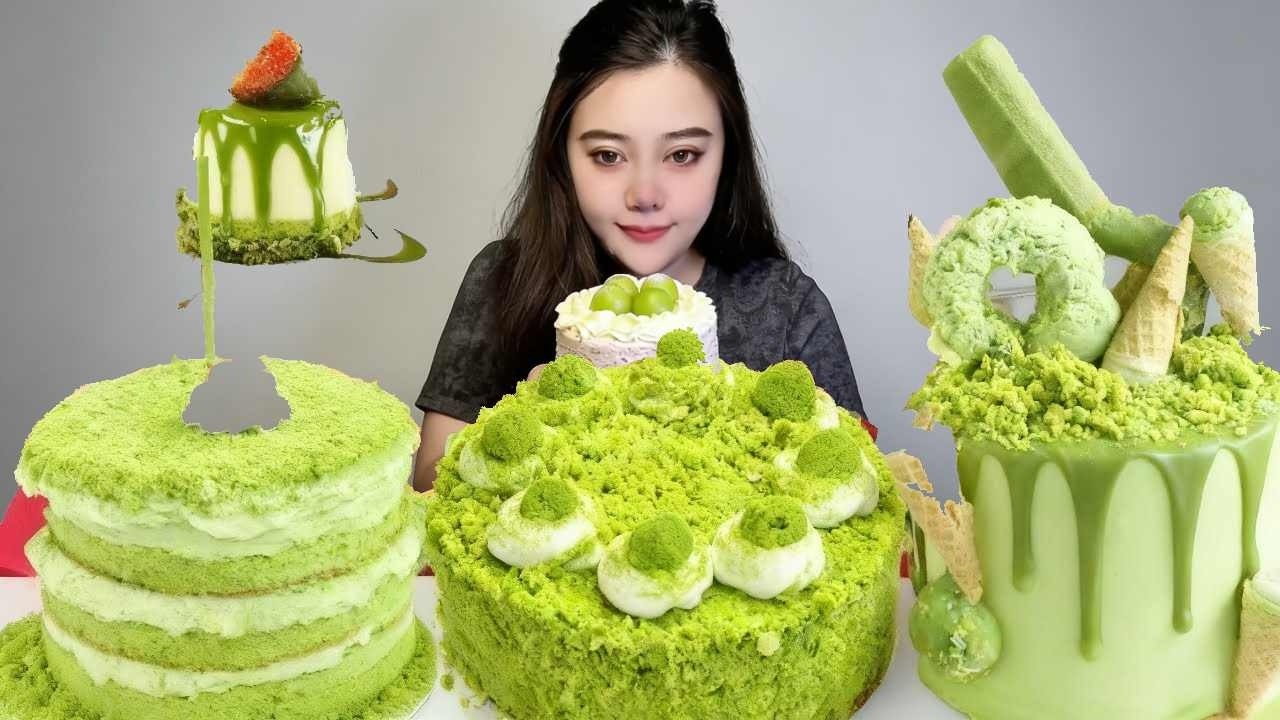 Asmr🍰Yangmei Green Grape Cake🍰 (Soft And Waxy Sound) 크림丨먹방丨Mukbang丨Satisfying丨Eatings