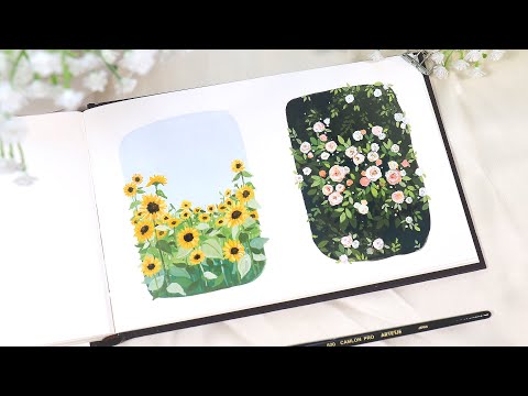  Easy Mini Gouache Painting Tutorial  Summer Flowers