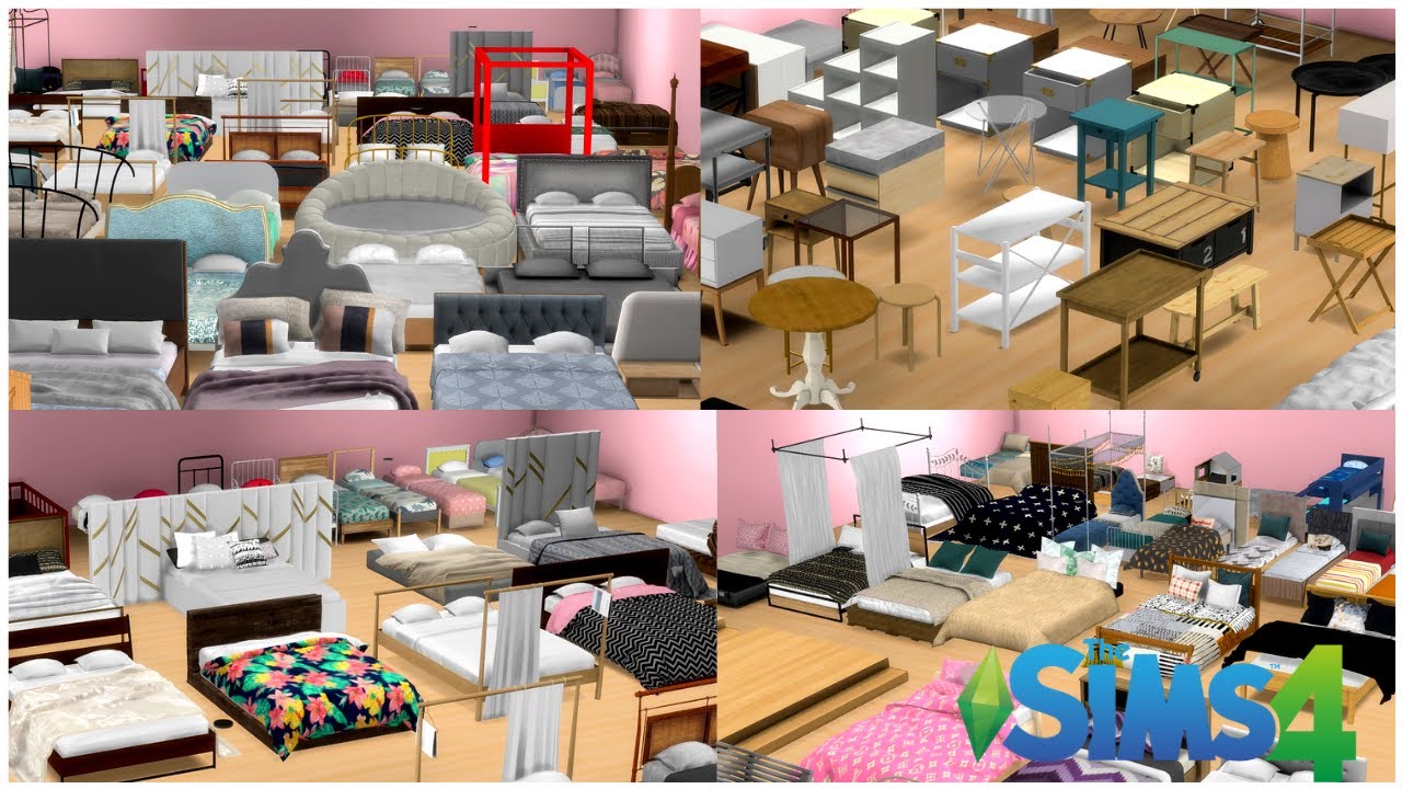 [400+] BEDROOM ESSENTIALS | BEDS, PILLOWS, BLANKET, SIDE TABLES, DRESSER | CC FOLDER || SIMS 4