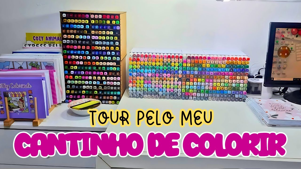TOUR PELO MEU CANTINHO DE GRAVAR E COLORIR