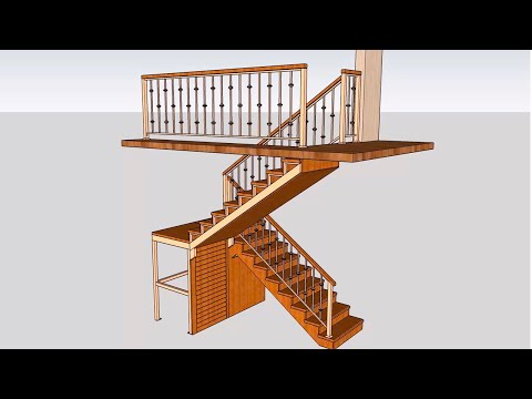 Проект лестницы на металлическом каркасе под зашив. В проем 3*2м, при высоте 314см