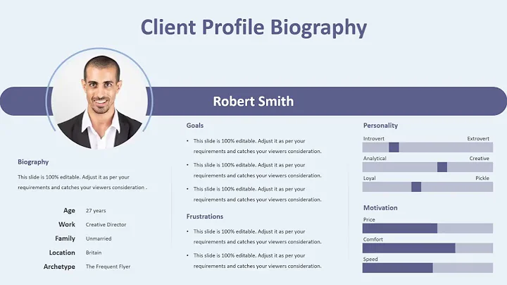 Client Profile Biography PowerPoint Template | Kridha Graphics