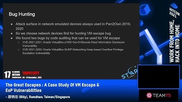 The Great Escapes   A Case Study Of VM Escape & EoP Vulnerabilities
