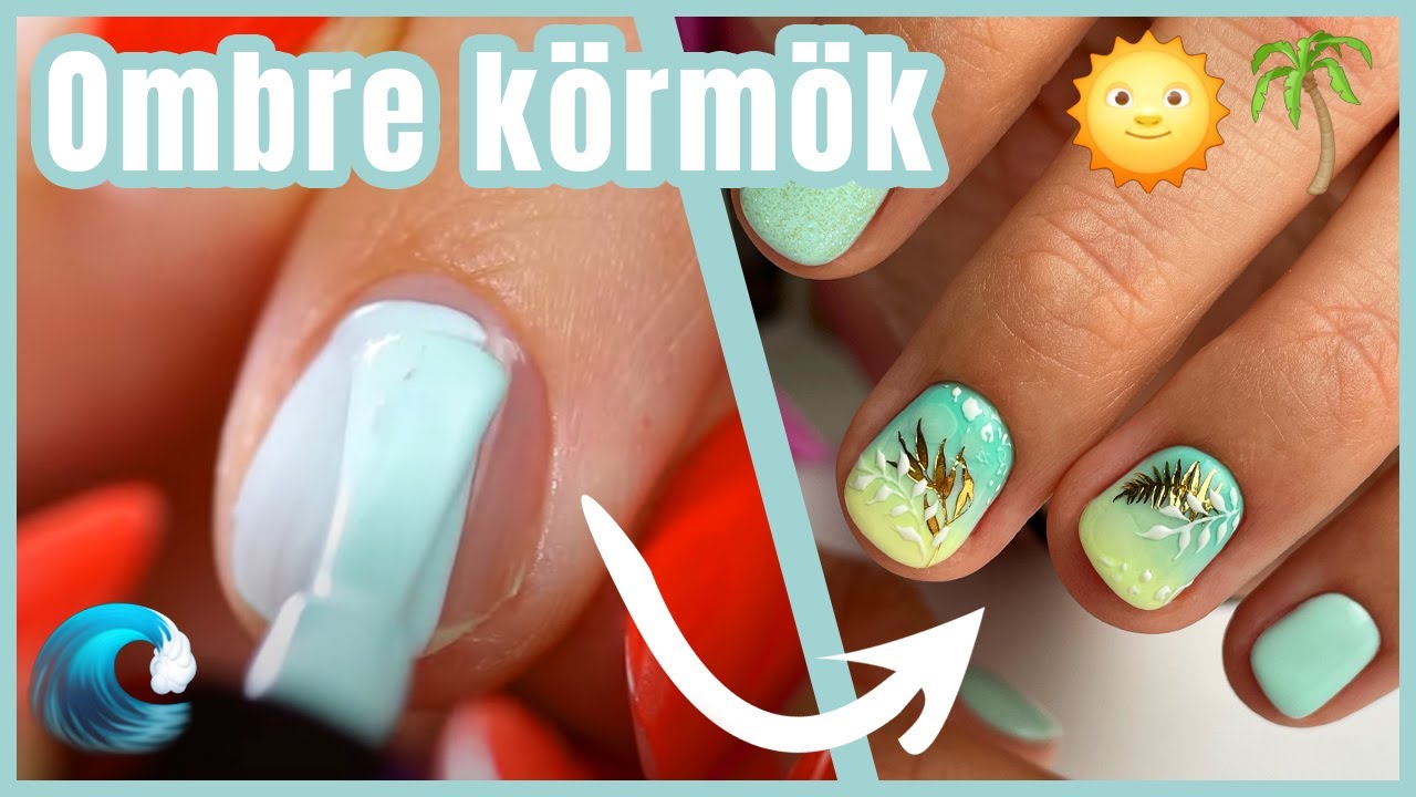 Trendmánia - nyári pálmaleveles körmök fagyi színű gél lakk alapon - YouTube