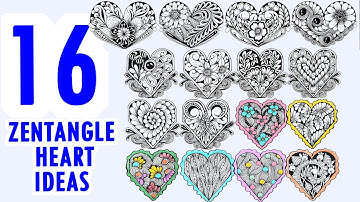 Zentangle Heart Collection | 16 Zentangle Hearts | Zentangle Heart Ideas For Beginners