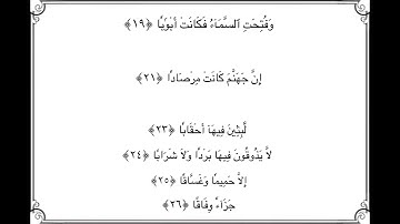 سورة النبأ من الاية ١٩ إلى الآية ٢٦ مكررة ١٠ مرات بصوت الشيخ القارئ يوسف بن نوح 