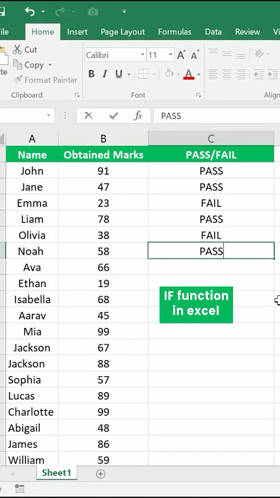 Trik fungsi IF Excel (Dalam 20 detik) | Lulus/Gagal #shorts #trikexcel
