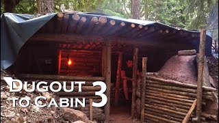 From DUGOUT to small CABIN  Walls and raised roof, Dugout Shelter Part 3 // JustRandomPfusch