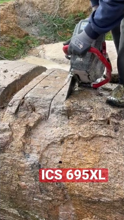 ICS Diamond tools 695XL is a Beast!! #ICSdiamondtools #saw #concretesaw #rock #lawn