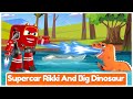 Supercar Rikki saves Noah from the Big Dinosaur sent by Invisible Aliens