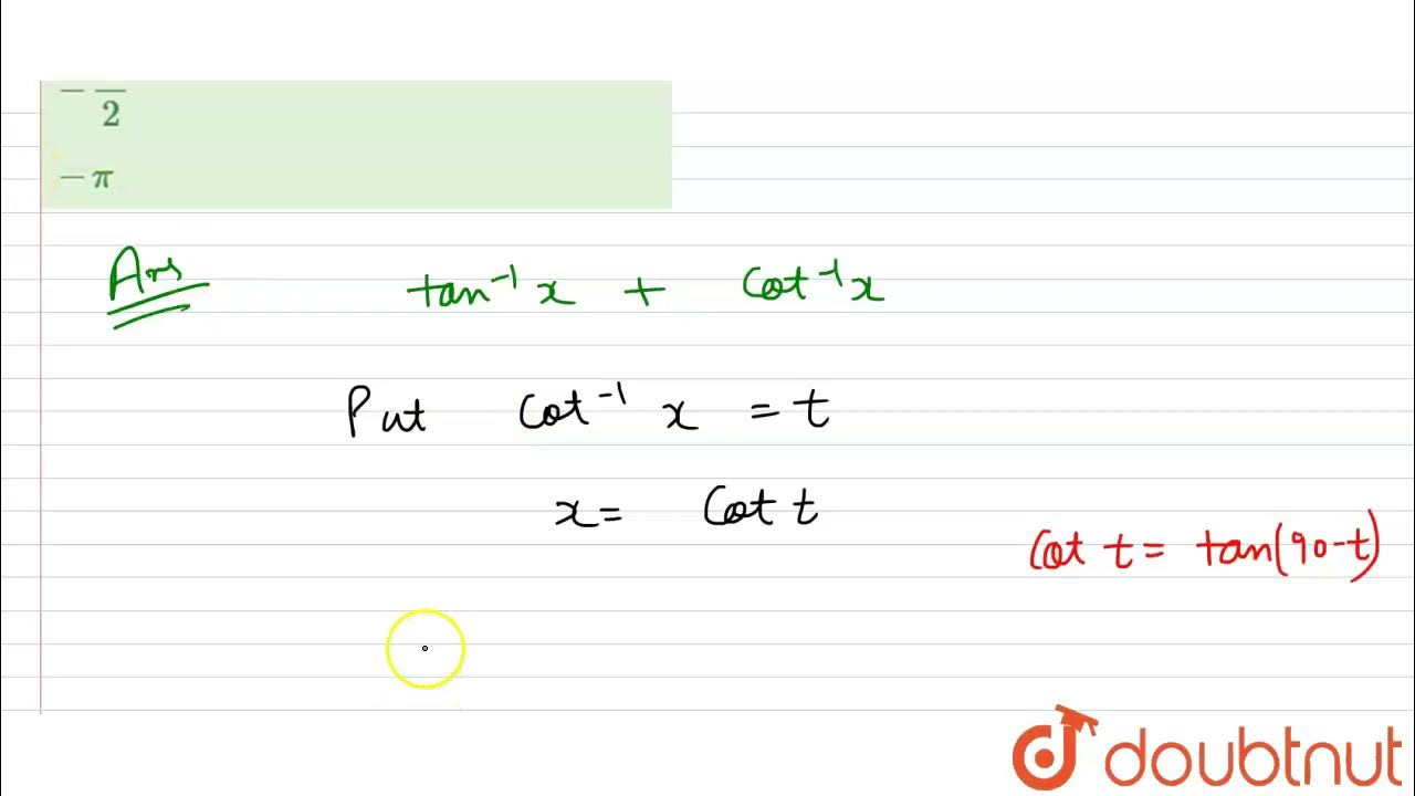 The value of `tan^(1)x+cot^(1)x` is Class 12 Maths Doubtnut YouTube