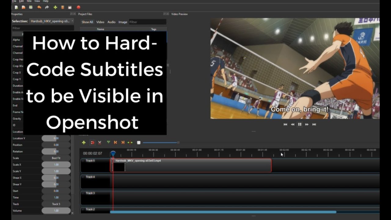 subtitles in openshot video editor