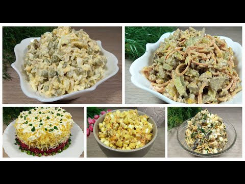 5 Вкуснейших САЛАТОВ На Праздничный и Новогодний стол 🎄 New Year's salads 🎄✔✨